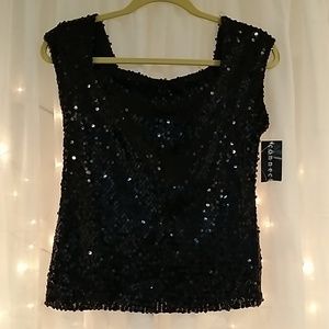 Connected Apparel Black Sequin Top size 6